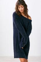 Silence + Noise Fuzzy Off-the-shoulder Sweater Mini Dress