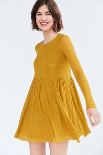 Kimchi Blue Vidal Cozy Long-sleeve Babydoll Mini Dress