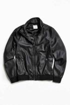 Urban Outfitters Uo Faux Leather Zip Collar Track Jacket,black,xs