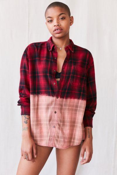 Urban Renewal Vintage Bleach Dipped Flannel Top