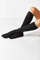 Urban Outfitters Crochet Cuff Knee-high Sock,black,one Size