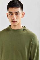 Urban Outfitters Stussy Mock Neck Thermal Long Sleeve Tee,olive,xl