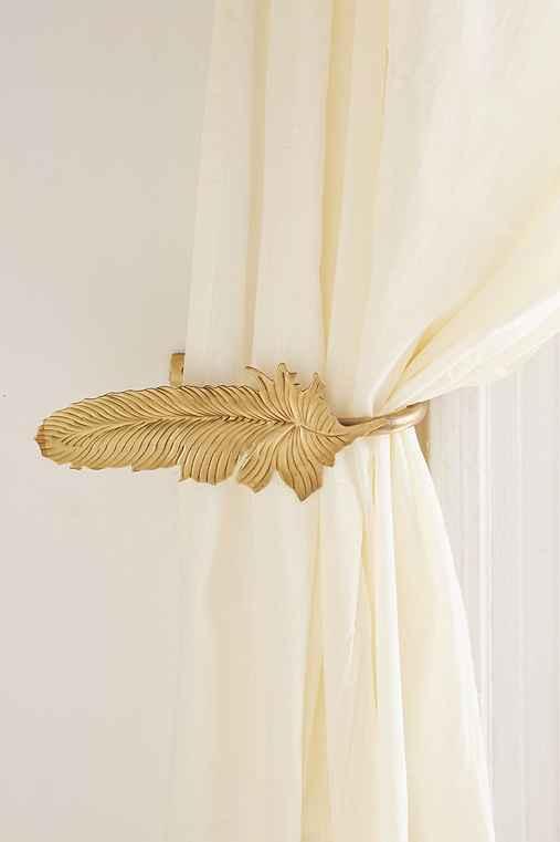 Urban Outfitters Magical Thinking Feather Curtain Tie-back,gold,one Size