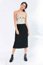 Urban Outfitters Kimchi Blue Alexis Shimmer Pleat Midi Skirt,black,l