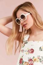 Urban Outfitters Edie Retro Round Sunglasses,white,one Size