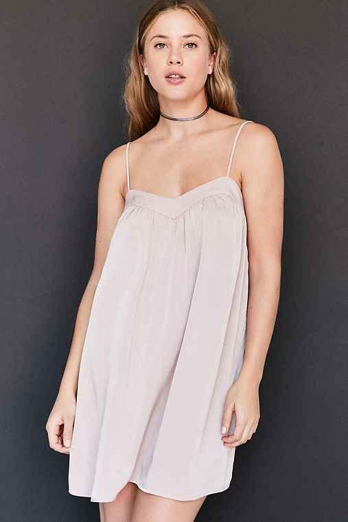 Urban Outfitters Kimchi Blue Spaghetti Strap Satin Mini Slip Dress,beige,m