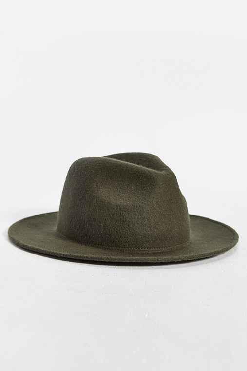 Urban Outfitters Rosin Wide Brim Felt Fedora,green,l/xl