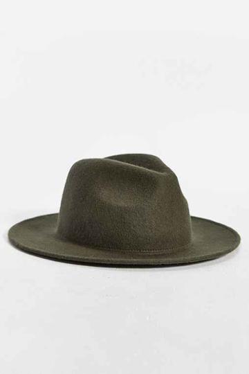 Urban Outfitters Rosin Wide Brim Felt Fedora,green,l/xl
