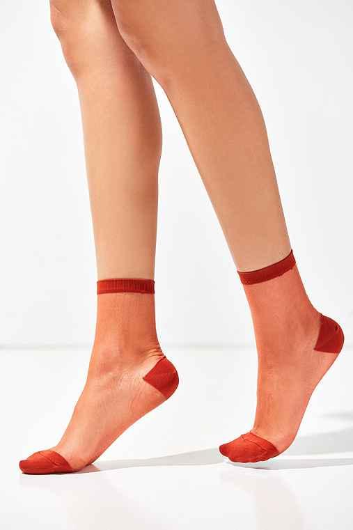 Urban Outfitters Out From Under Monofilament Crew Sock,red,one Size