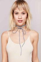 Urban Outfitters Denim Wrap Choker Necklace,blue,one Size