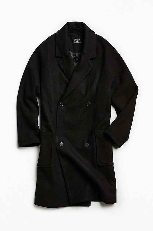 Urban Outfitters Uo Relaxed Raglan Double Breasted Top Coat,black,s