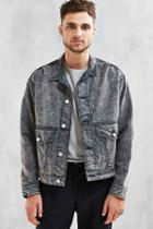Urban Outfitters Bdg Acid Wash Denim Relaxed Trucker Jacket,black,l
