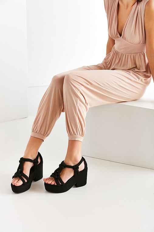 Urban Outfitters Intentionally Blank Fibre Platform Heel,black,6