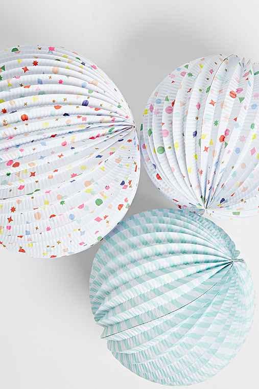 Urban Outfitters Stripes + Charms Paper Globe Lantern Set,pink,one Size