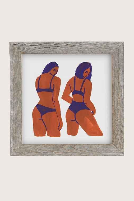 Urban Outfitters Leah Reena Goren Bikini Girls Art Print,grey Barnwood,30x30