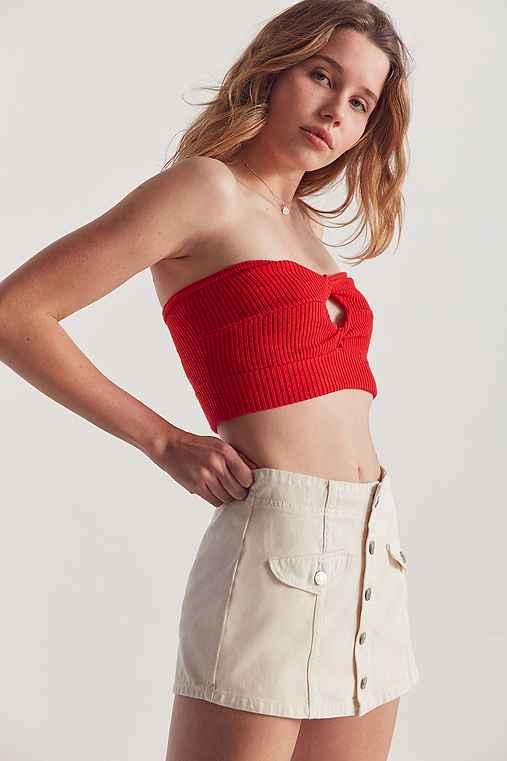 Urban Outfitters Bdg Winona Button-front Skort,ivory,xs
