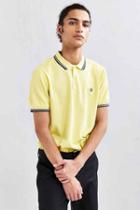 Urban Outfitters Fred Perry Classic Twin Stripe Polo Shirt,bright Yellow,l