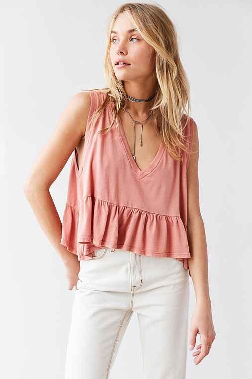 Urban Outfitters Truly Madly Deeply Josephine Babydoll Tank Top,coral,s