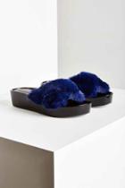 Urban Outfitters Jeffrey Campbell Quinn Faux Fur Slide,dark Blue,10
