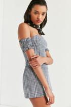 Kimchi Blue Off-the-shoulder Smocked Gingham Romper