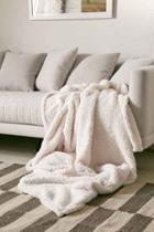 Urban Outfitters Amped Fleece Throw Blanket,cream,one Size