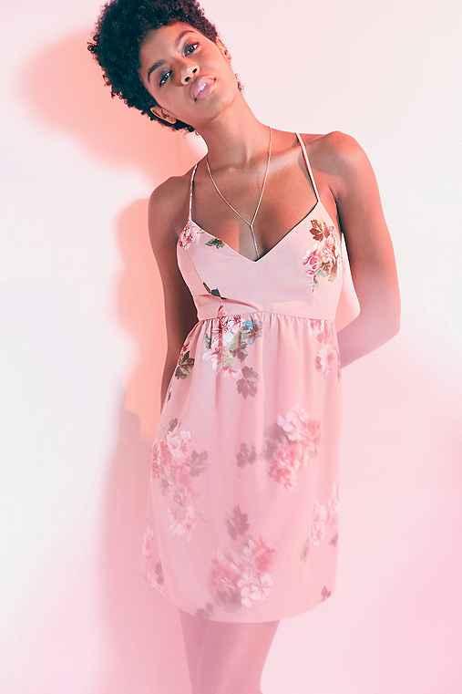 Urban Outfitters Kimchi Blue Floral Babydoll Mini Dress,rose,0