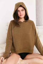 Urban Outfitters Out From Under Shrunken Hoodie Sweatshirt,olive,m