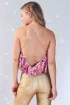 Urban Outfitters Ecote Tempest Sequin Mesh Cami,pink,s