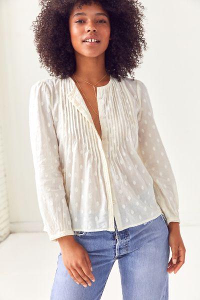Ecote Arabella Pinktuck Polka Dot Blouse