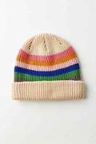 Urban Outfitters Striped Cuff Beanie,pink,one Size