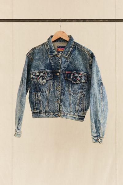 Urban Outfitters Vintage Jordache Polka Dot Bows Cropped Denim Jacket