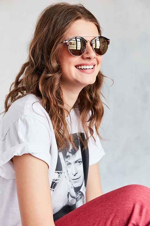 Urban Outfitters Adventure Round Half-frame Sunglasses,brown,one Size