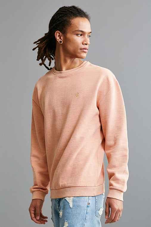 Urban Outfitters Uo Stockton Embroidered Fleece Crew Neck Sweatshirt,coral,m