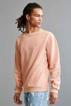 Urban Outfitters Uo Stockton Embroidered Fleece Crew Neck Sweatshirt,coral,m