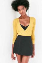 Urban Outfitters Project Social T Drew Surplice Thermal Tee,yellow,l