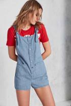 Urban Outfitters Bdg Andy Button-front Tie-strap Shortall,light Blue,l