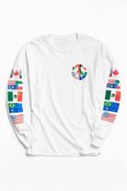 Urban Outfitters Peace Flags Long Sleeve Tee,white,l