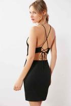Urban Outfitters Silence + Noise Cutout Strappy Back Bodycon Mini Dress,black,l