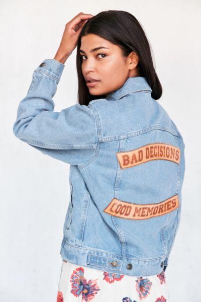 Urban Outfitters Us By Understated Leather Slogan Denim Trucker Jacket