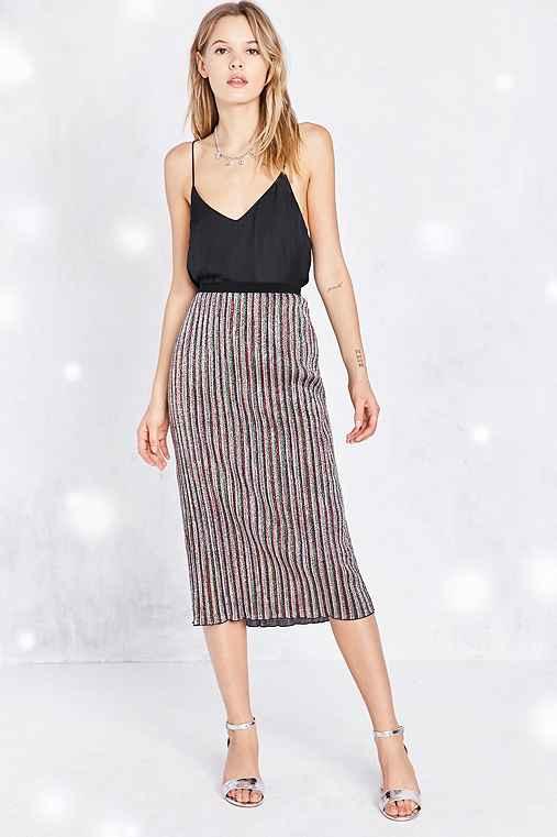 Urban Outfitters Ecote Sparkly Stripe Midi Skirt,multi,s