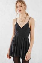 Urban Outfitters Silence + Noise Vanessa Cupro Romper,black,xs