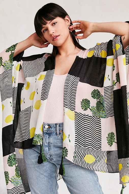 Urban Outfitters Fruit Mix Poncho,yellow,one Size