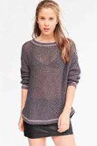Urban Outfitters Kimchi Blue Lea Lace-up Pullover Sweater,grey Multi,l