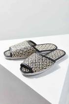 Urban Outfitters Woven Slide,black & White,7/8