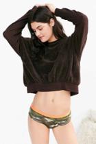 Urban Outfitters Out From Under Teddy Fleece Sweatshirt,chocolate,s