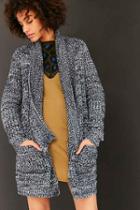 Urban Outfitters Bdg Ava Cozy Waffle Knit Cardigan,black Multi,s