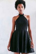 Urban Outfitters Kimchi Blue Lace Halter Mock Neck Mini Dress,black,0