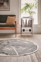 Urban Outfitters Tree Ring Printed Rug,black & White,one Size