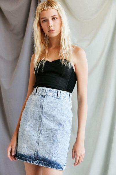 Urban Renewal Vintage Guess Light Acid Wash Denim Skirt
