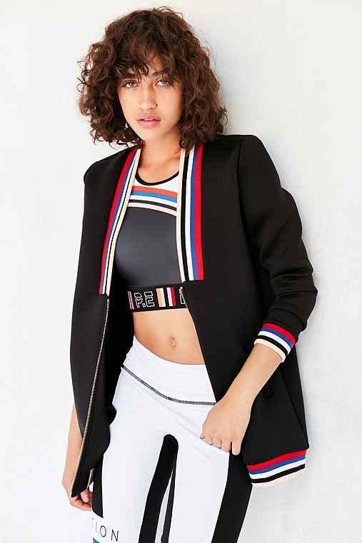 Urban Outfitters P.e Nation 1-2 Bonded Plunging Zip Jacket,black,xs